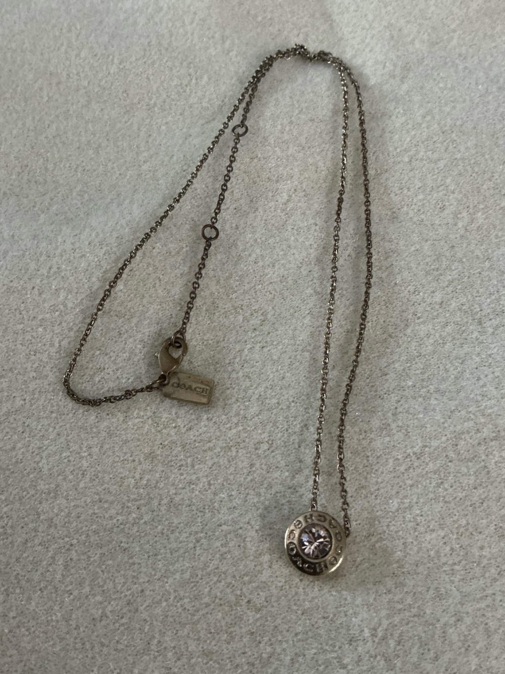 Coach Necklace with Crystal Pendant 18”
